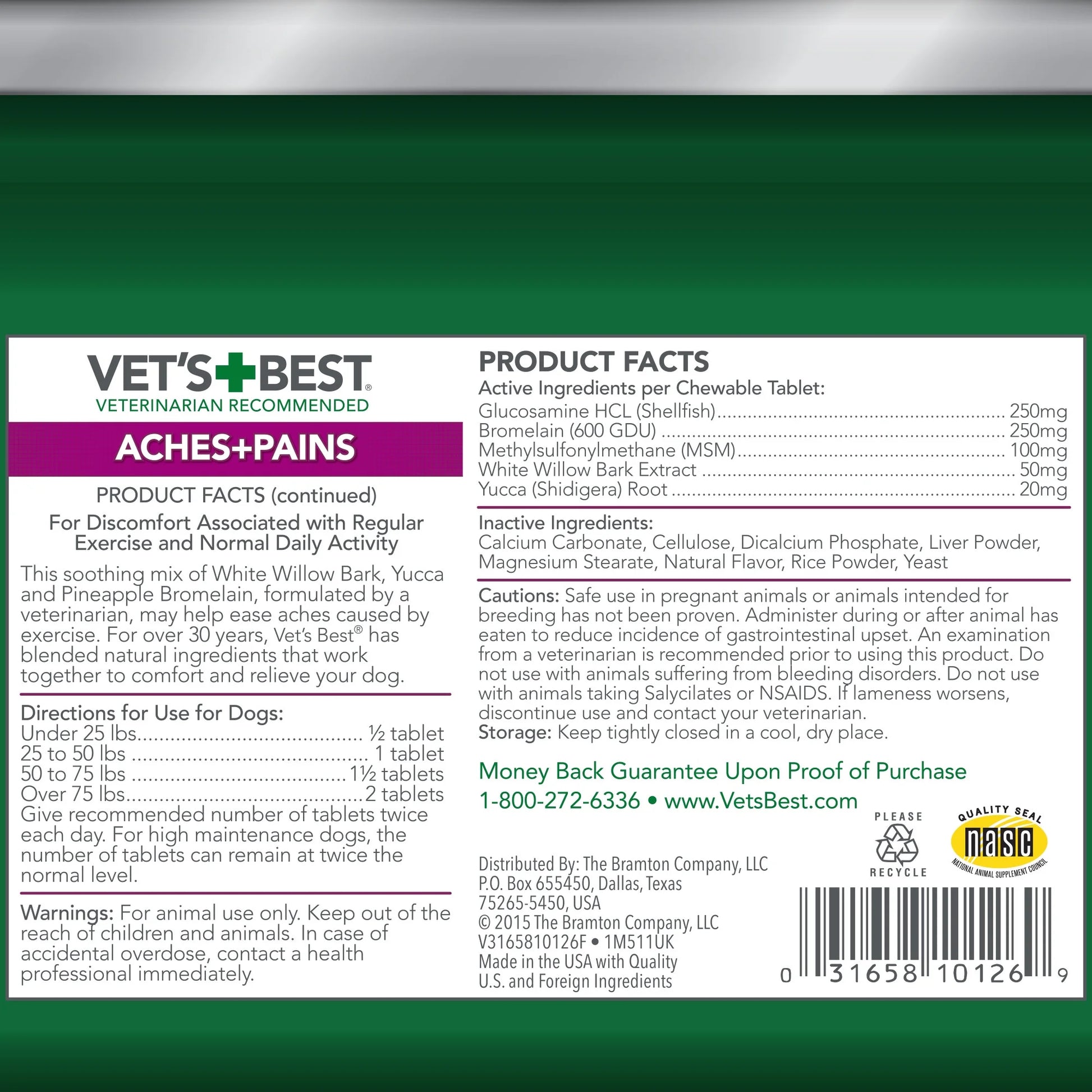 Vet’S Best Aches & Pains Relief Supplements for Dogs - 8Oz. - 150 Chewable Tablets