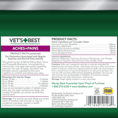 Vet’S Best Aches & Pains Relief Supplements for Dogs - 8Oz. - 150 Chewable Tablets