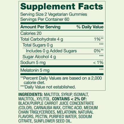 Zero Sugar Melatonin Sleep Support Dietary Supplement Gummies, 5 Mg, 120 Count