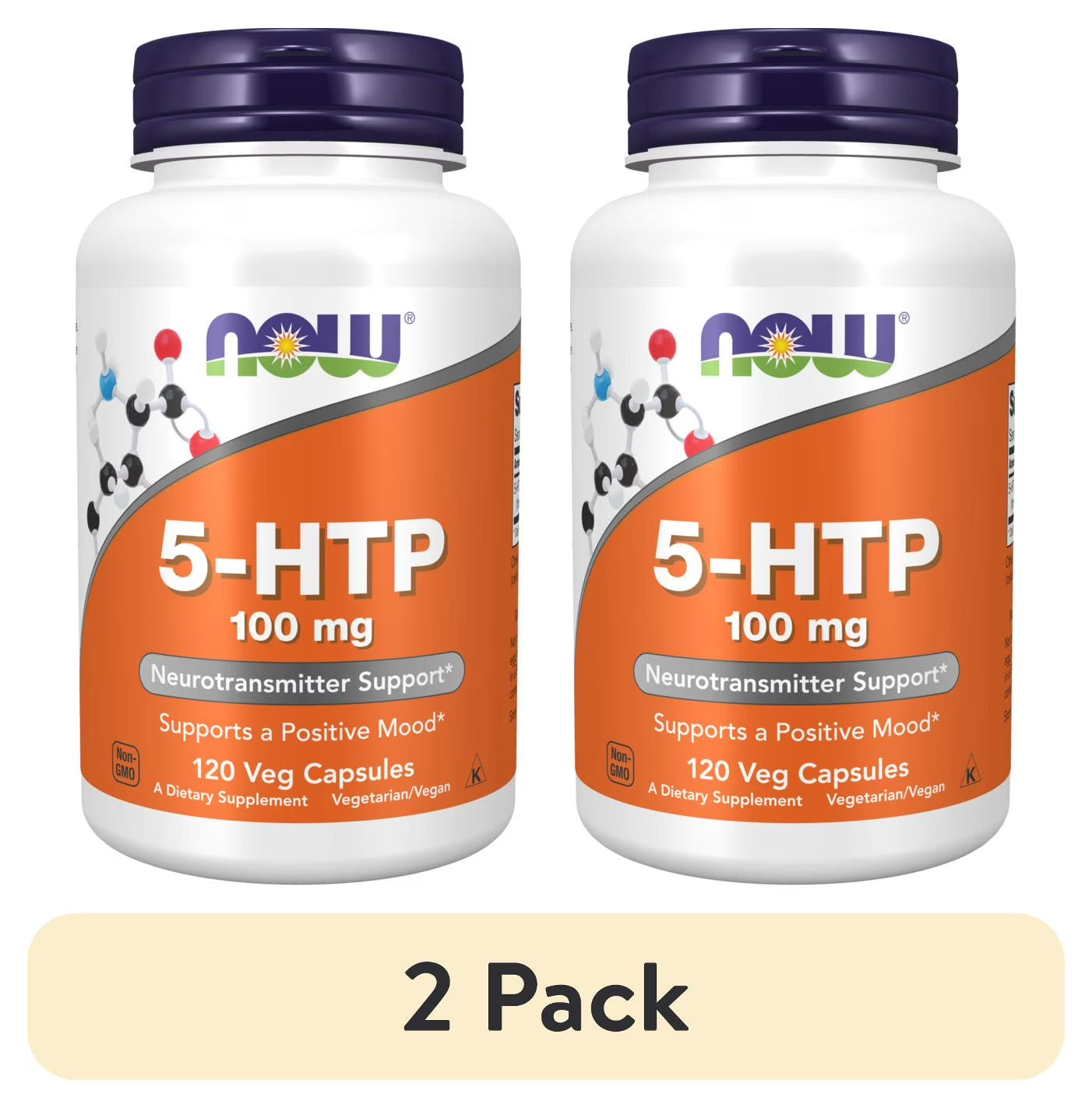(2 Pack)  Supplements, 5-HTP (5-Hydroxytryptophan) 100 Mg, Neurotransmitter Support*, 120 Veg Capsules