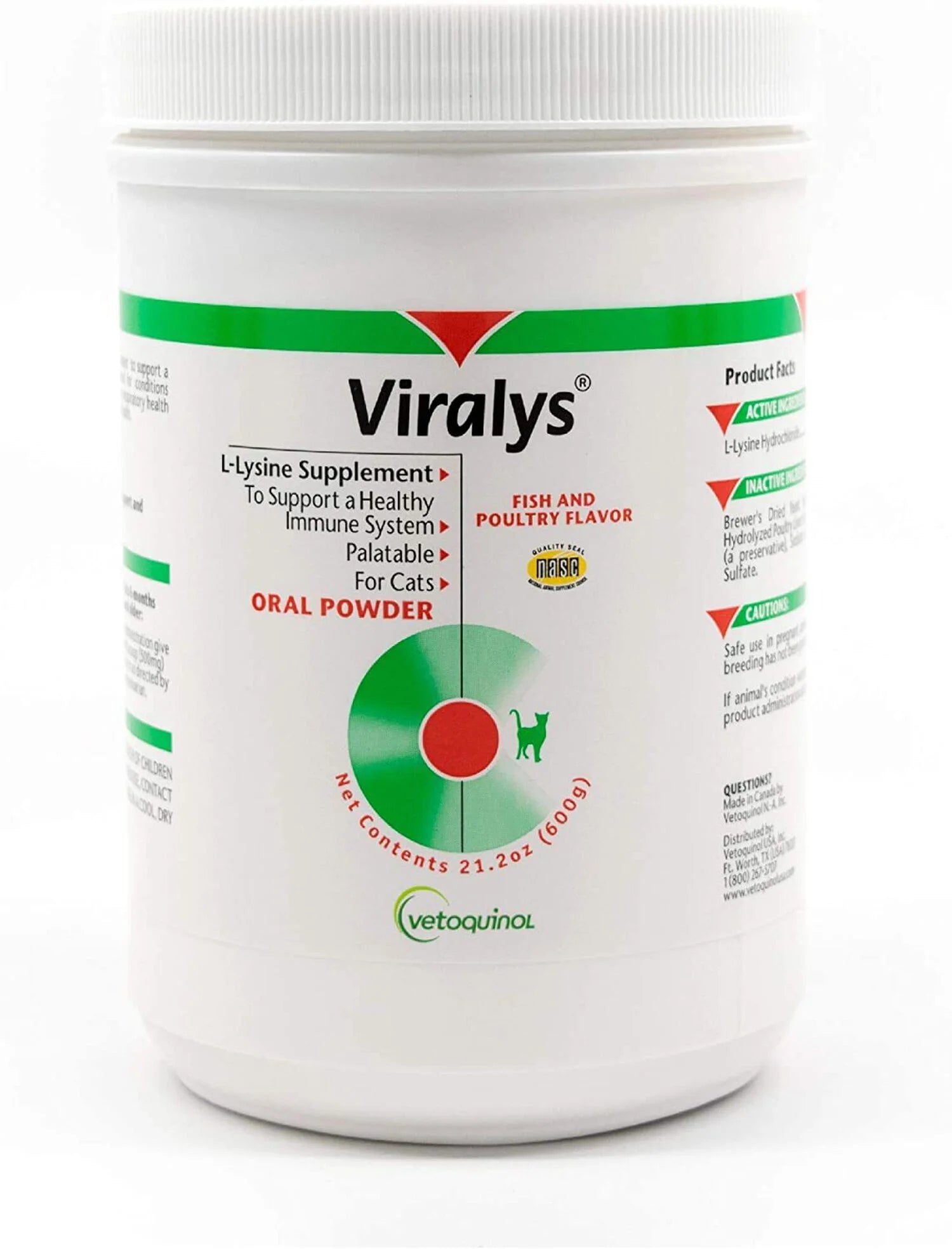 Viralys L-Lysine Supplement for Cats - Cats & Kittens of All Ages - Immune Health - Sneezing, Runny Nose, Squinting, Watery Eyes - Flavored Lysine Powder - 100Gm