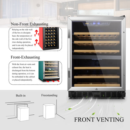 24 Inch Width 44 Bottle Built-In Compressor Dual Zone Wine Cooler