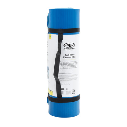 (4 Pack)  Two Tone Fitness Mat, 10Mm, 72Inx24In, Blue Color, NBR Foam, with Carry Strap