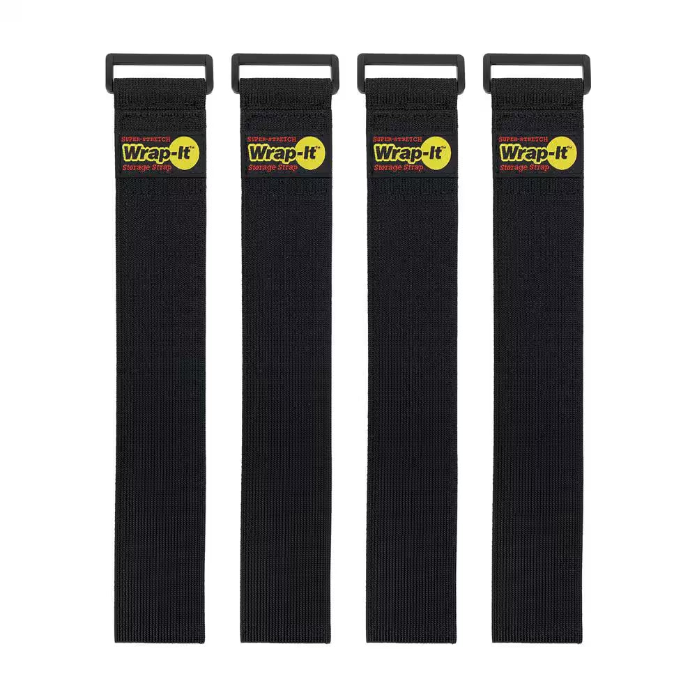 Super-Stretch Storage Strap Elastic All-Purpose Hook and Loop Cinch Strap in Black (Assorted 6-Pack)