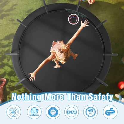 Trampoline 12FT 14FT 15FT 16FT Trampoline for Adults and Kids, 1500Lbs Outdoor round Trampoline with Enclosure Net with Basketball Hoop and Ladder