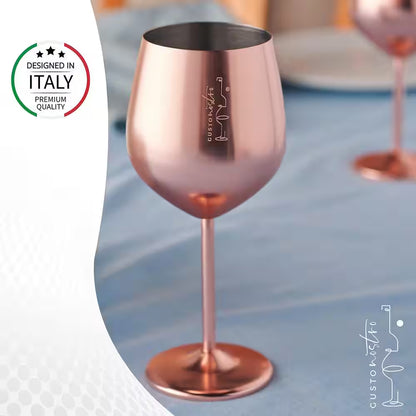 18 Oz. Full-Bodied Rose Gold Outdoor Use Wine Glass Set of 2