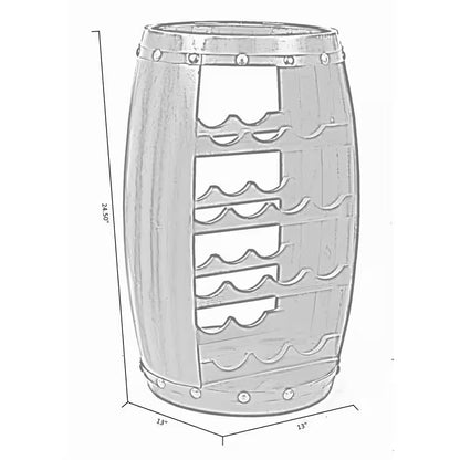 Wooden Barrel Shaped 14-Bottle Wine Rack