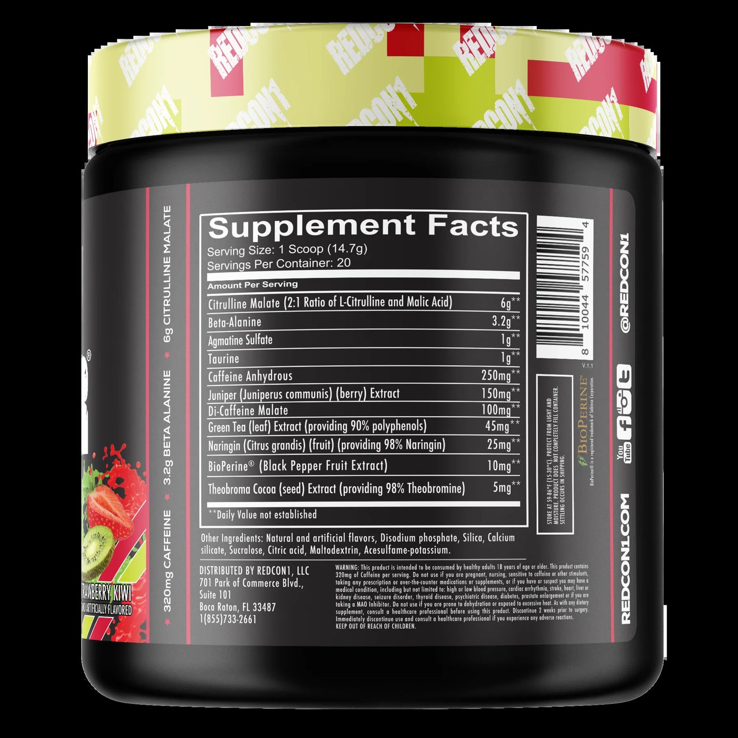 Total War Pre-Workout Powder Beta-Alanine & Citrulline Malate, Strawberry Kiwi, 20 Servings