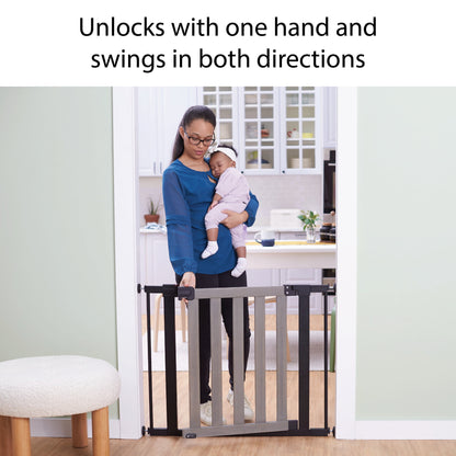 (2 Pack)  Wood-And-Metal Flat Slat Gate, Grey