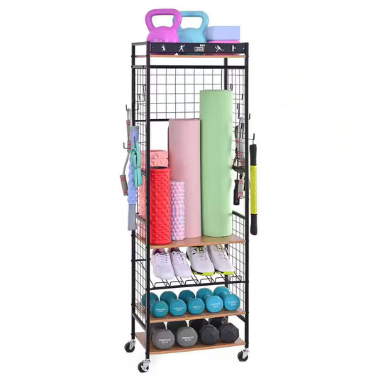 200 Lbs. Weight Capacity Fitness Equipment Storage Rack Freestanding Sport Organizer for Home Gym Garage