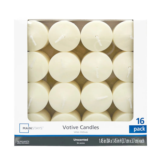 Unscented Votive Candles, Ivory, 16-Pack