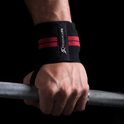 Weightlifting Wrist Wraps Adjustable Pair with Thumb Loops, Red or Yellow, Wrist Strap Support for Strength Training, Bodybuilding, Crossfit