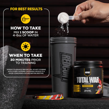 Total War Pre-Workout Powder Beta-Alanine & Citrulline Malate, Strawberry Kiwi, 20 Servings