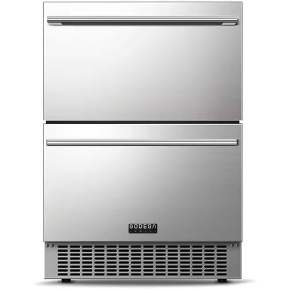24 In. Single Zone 149 Cans Beverage & Wine Cooler with Double Drawer in Stainless Steel for Outdoor & Indoor Use