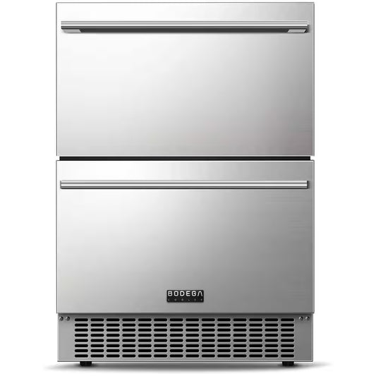 24 In. Single Zone 149 Cans Beverage & Wine Cooler with Double Drawer in Stainless Steel for Outdoor & Indoor Use