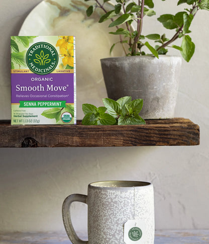 , Organic Smooth Move Tea Bags, Peppermint, 16 Count
