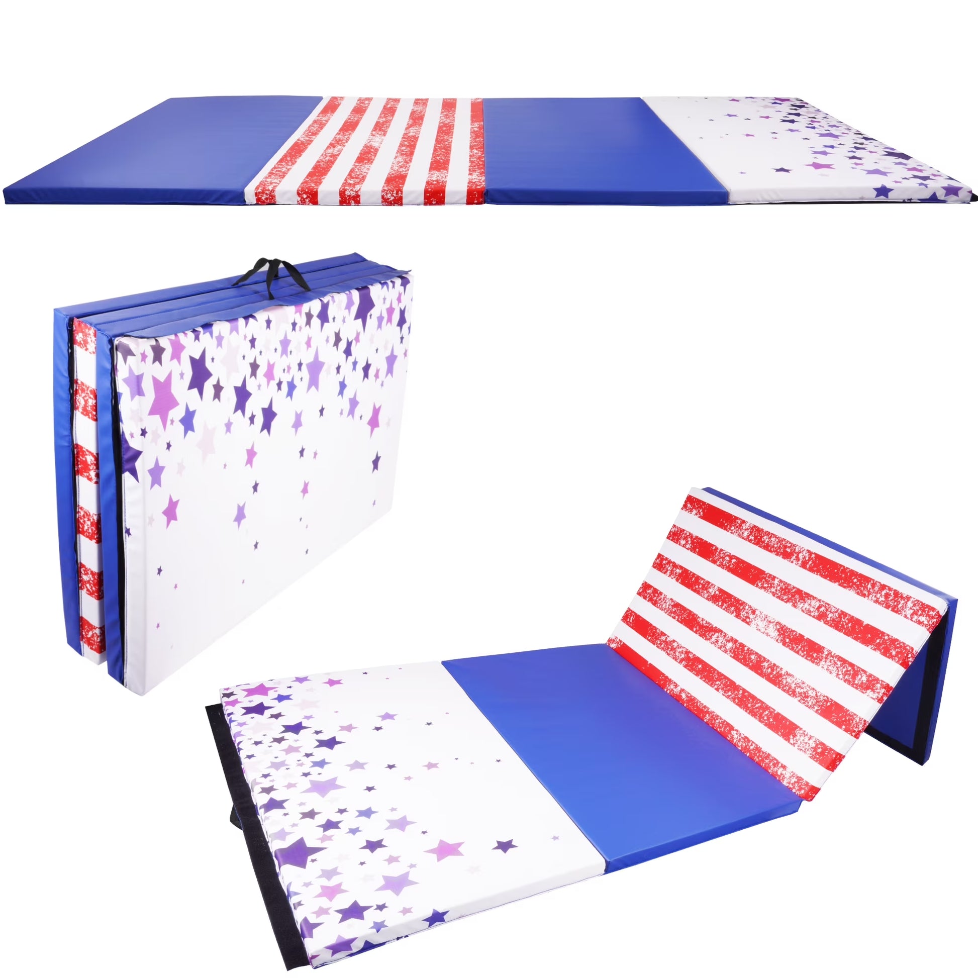 Versatile 4'X8'X2" High-Density Gym Mats - Extra Thick, Anti-Tear, Easy-Clean, Foldable for Aerobics, Yoga, Martial Arts, with Durable Vinyl and Velcro, Black