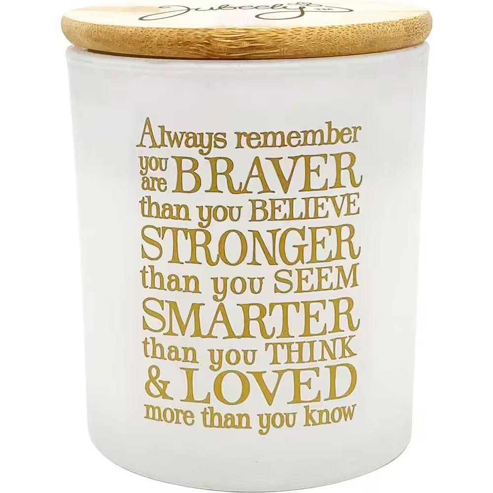 Vanilla Scented Soy Candle with Inpirational Quote in White