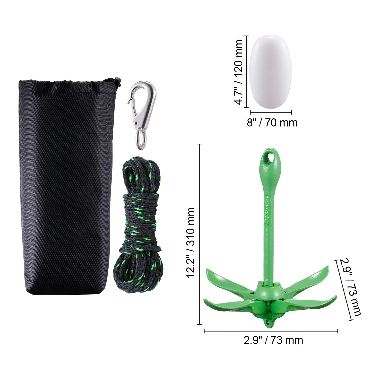 3.5 Lb Paddle Board Anchor Kit Kayak Anchor Kit with 26.2 Ft Rope and Buoy