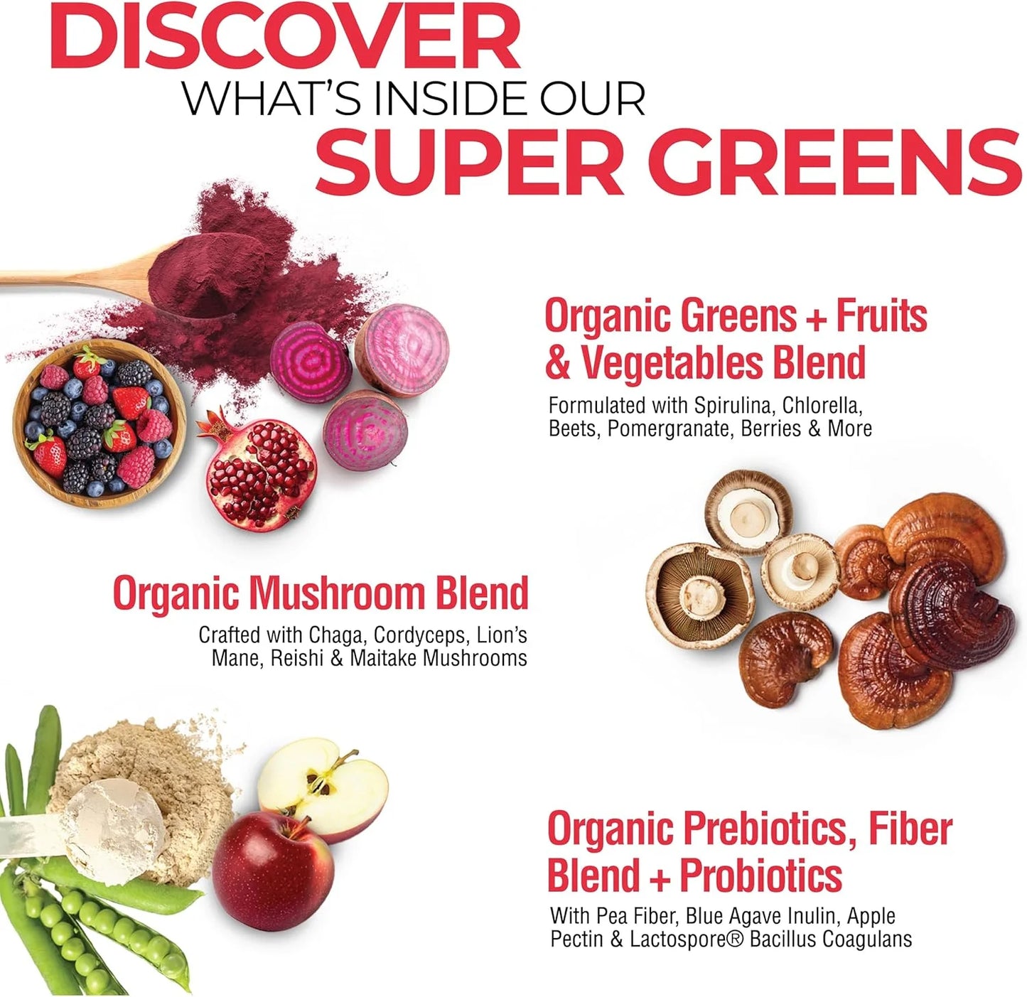 Super Greens Drink Mix, Berry Flavor, 10.6 Oz 20 Servings