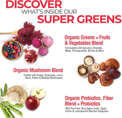 Super Greens Drink Mix, Berry Flavor, 10.6 Oz 20 Servings