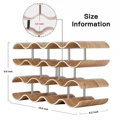 14-Bottle Natural Countertop Wine Rack, 4-Tier Wooden Wine Storage Rack, Freestanding Wine Bottle Holder Stand