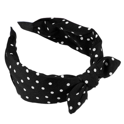 1 Pcs Hairband for Women Bowknot Headband with Bunny Ears Black 2.17 Inch Wide