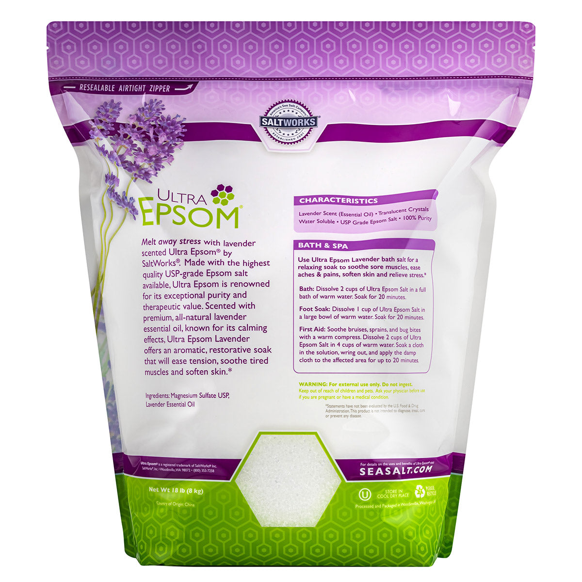 Ultra Epsom Lavender Bath Salts, 18 Pound Bag
