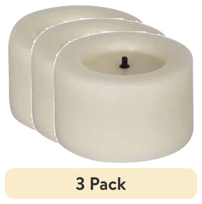 (3 Pack)  Unscented Flameless LED Tealights, Ivory, 6 Count