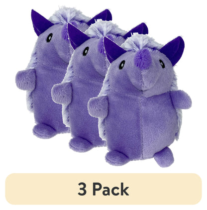 (3 Pack)  Mini Pet Plush Hedgehog Small Dog Toy with Squeaker, Purple