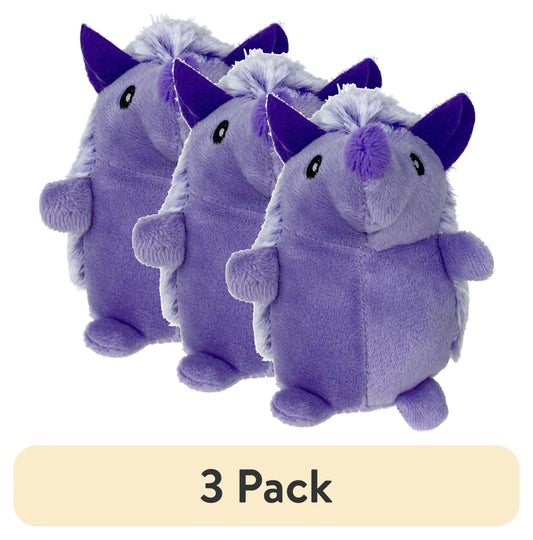 (3 Pack)  Mini Pet Plush Hedgehog Small Dog Toy with Squeaker, Purple