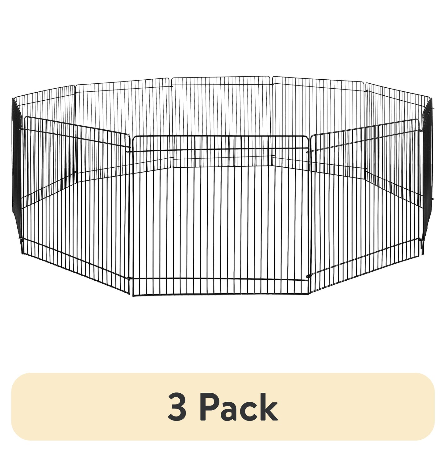 (3 Pack)  Portable Steel Wire Play Pen for Small Pets, Customizable, 10 Panels, Indoor & Outdoor Use, 9" Tall