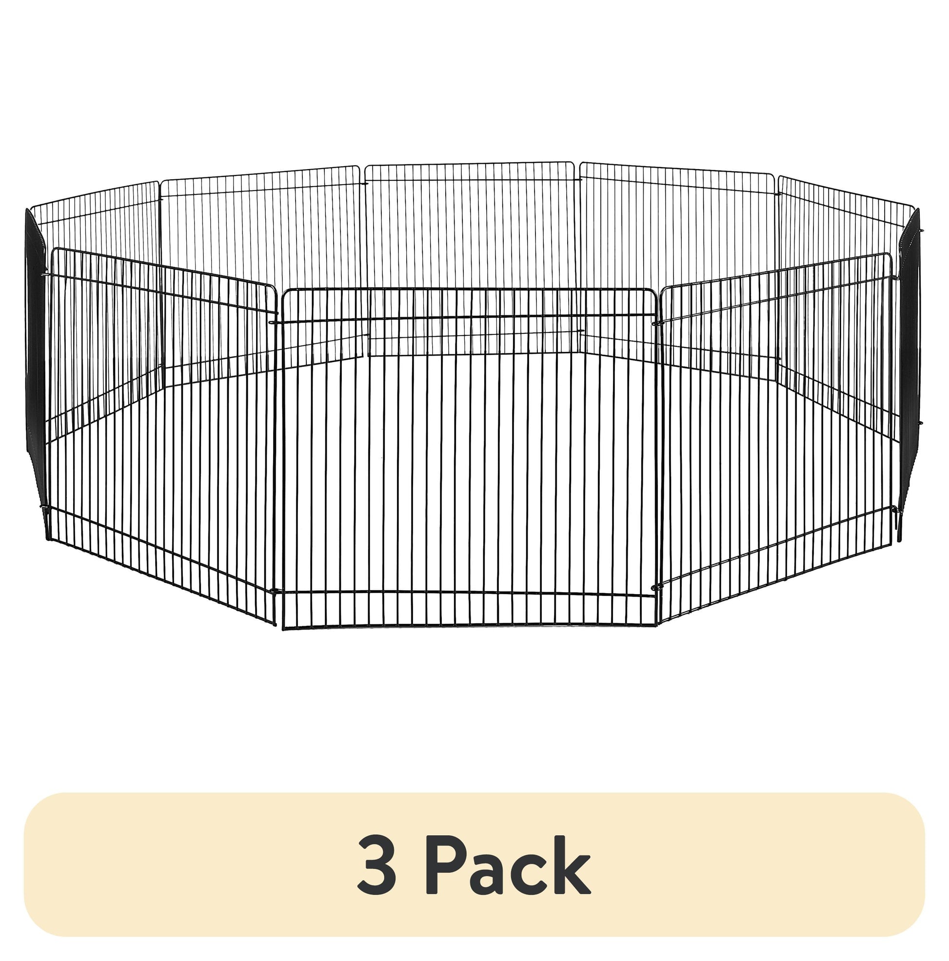 (3 Pack)  Portable Steel Wire Play Pen for Small Pets, Customizable, 10 Panels, Indoor & Outdoor Use, 9" Tall