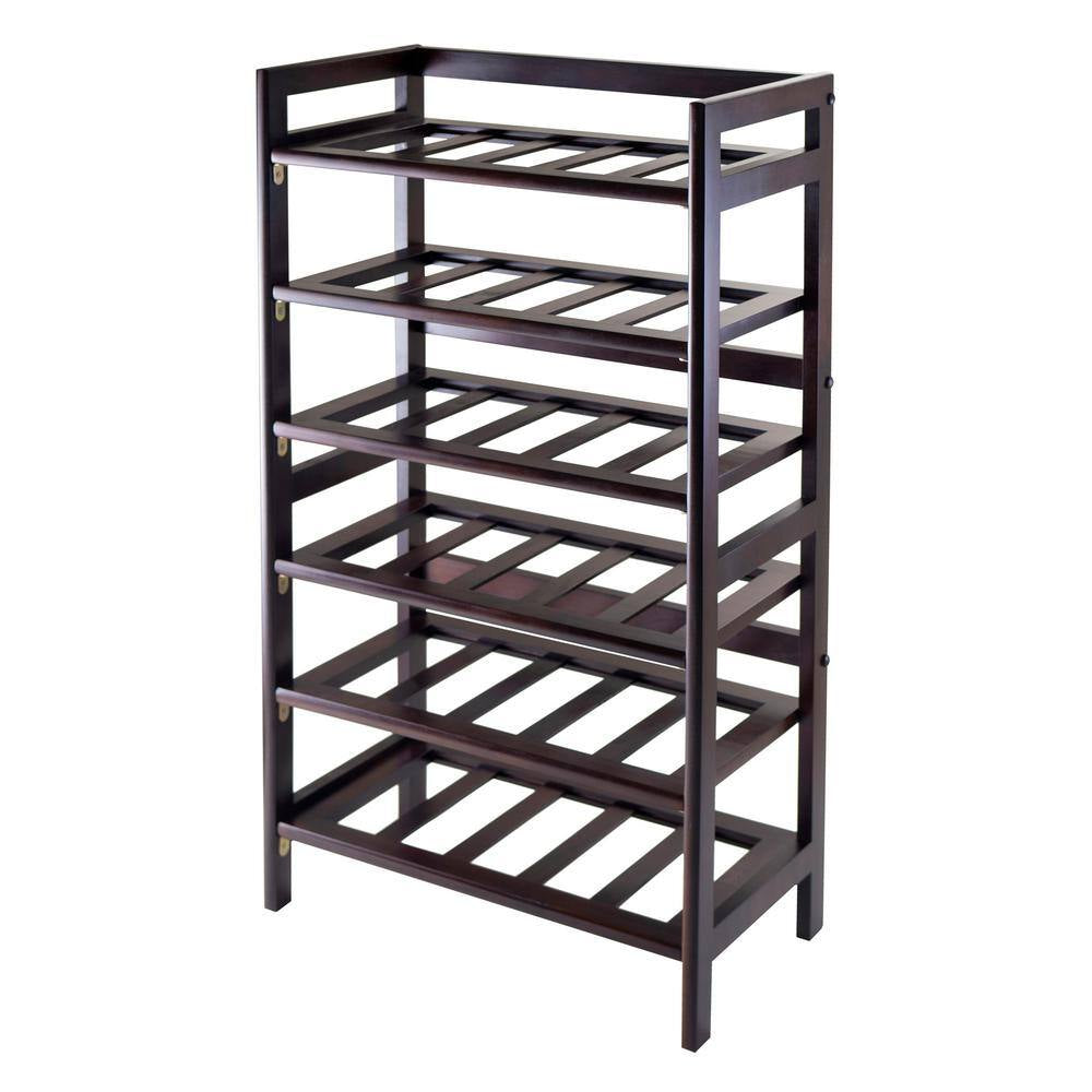 Silvi 30-Bottle Walnut Floor Wine Rack