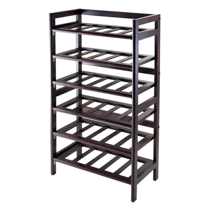 Silvi 30-Bottle Walnut Floor Wine Rack