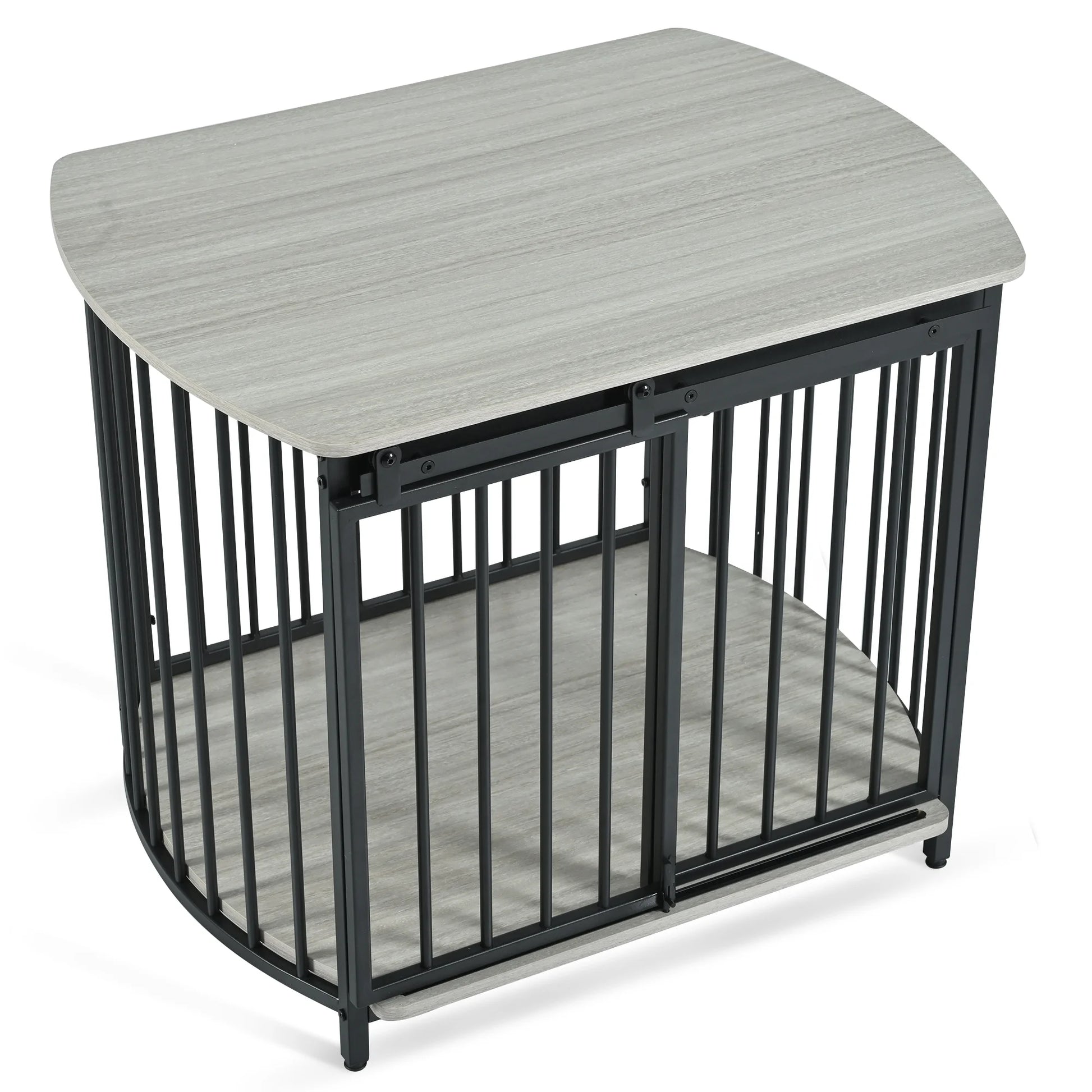 31.5" Large Dog Crate Furniture for Small Medium Dog, Wooden Cage Indoor Kennel Furniture, Gray