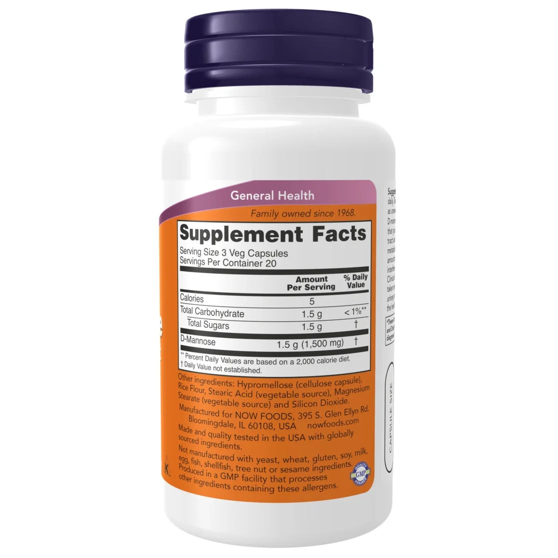 Supplements, D-Mannose 500 Mg, Non-Gmo Project Verified, Healthy Urinary Tract*, 60 Veg Capsules