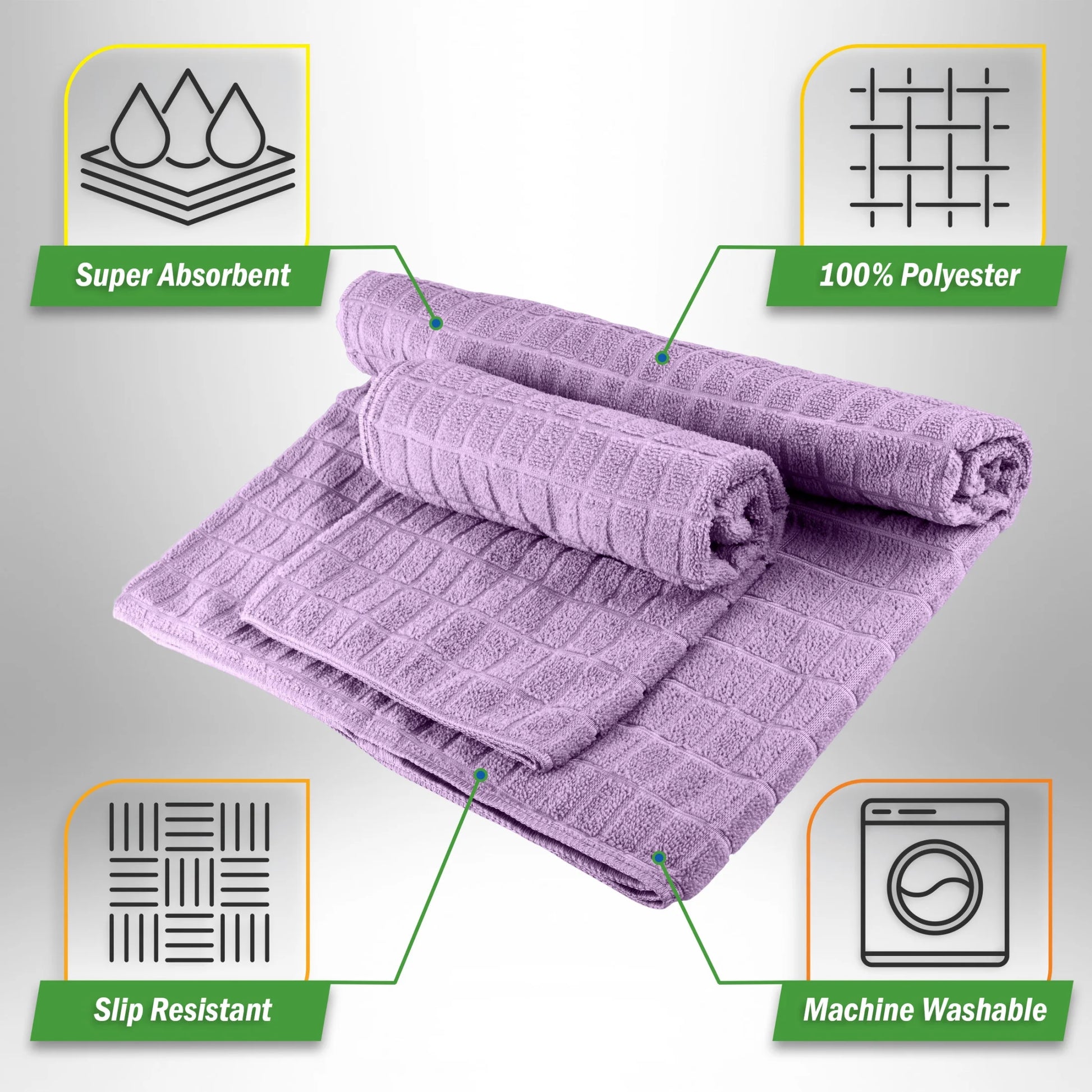 Yoga Towel Set - 72X24 Towel for Hot Yoga and Pilates, Violet