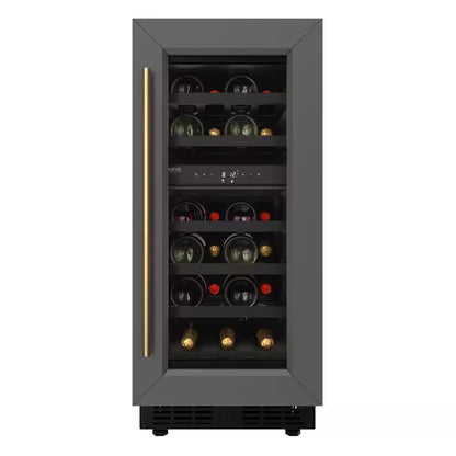 Reserve 15 In. under Counter Panel Ready Dual Zone Built-In Wine Cooler with Black Shelves 23 Bottle Capacity