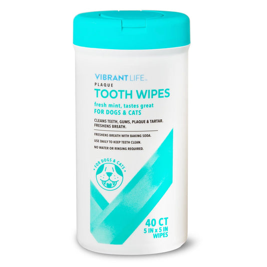 Plaque Tooth Wipes for Cats & Dogs, 40 Count for Cleaning Your Pets Teeth.