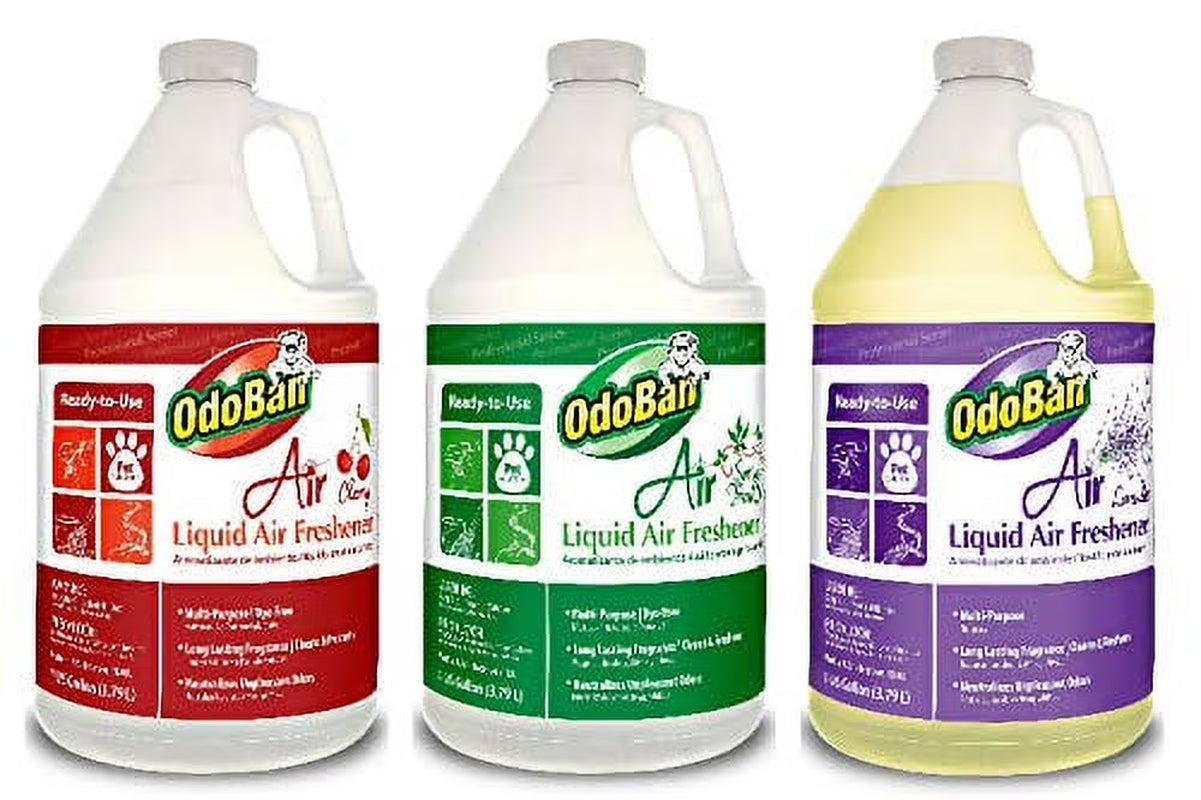 Professional Cleaning Ready-To-Use Liquid Air Freshener, 1 Gallon Scent Assortment, Cherry, Spring Fresh and Lavender