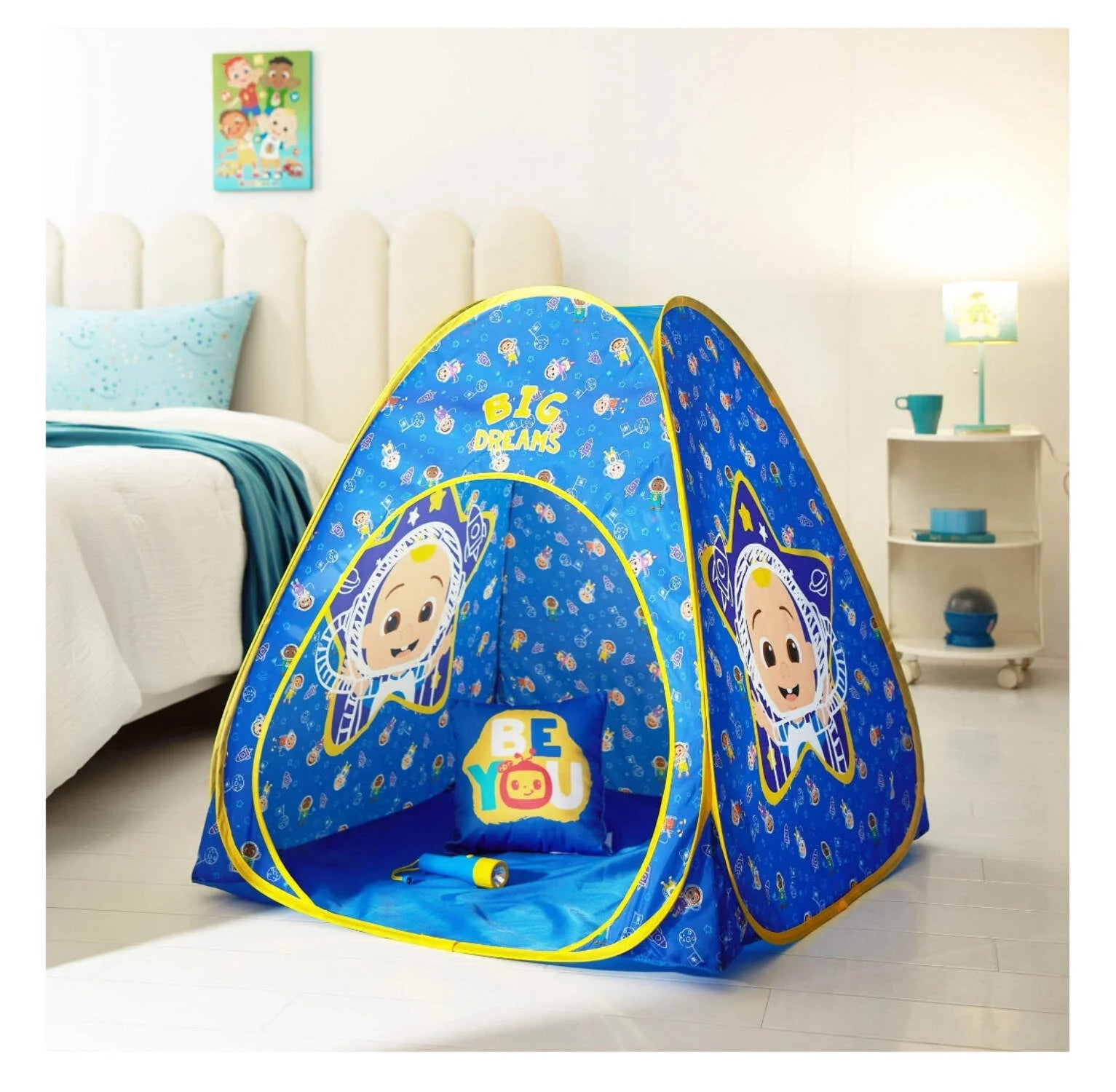 3Pc Tent Set with Pillow and Flashlight, Blue, Unisex, Toddler
