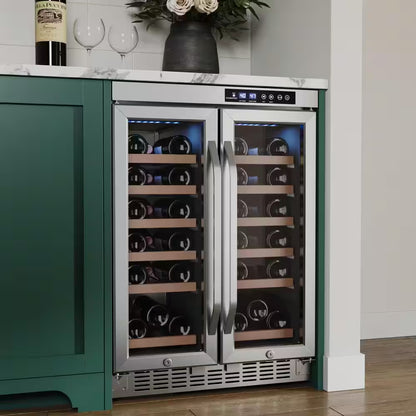 36 Bottle 24 In. Built-In French Door Dual Zone Wine Cooler