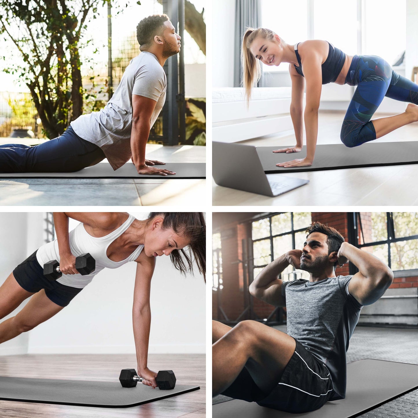 - Deluxe Multi-Purpose Fitness Mat, 12Mm Thick, 24" X 72", 1 Count, Gray – Padded, Skid & Tear Resistant