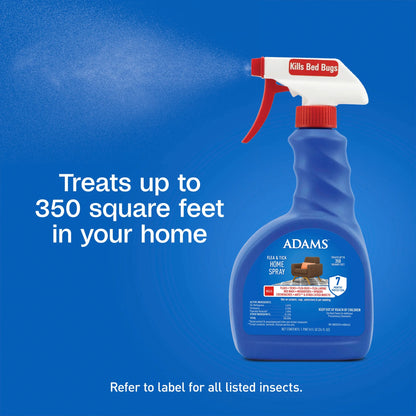 (4 Pack)  Flea & Tick Home Spray, Kills Fleas, Flea Eggs, Flea Larvae, Bed Bugs, Ticks, Ants (Except Carpenter, Harvester, Pharaoh and Fire Ants), Cockroaches, Spiders, & Mosquitoes in the Home, 24 Fl Oz