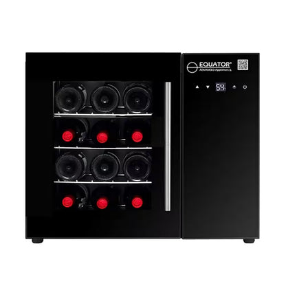 22In. Single Temperature Zone 12-Bottles Countertop/Wall-Mounted Beverage and Wine Cooler Black with anti UV Glass Door