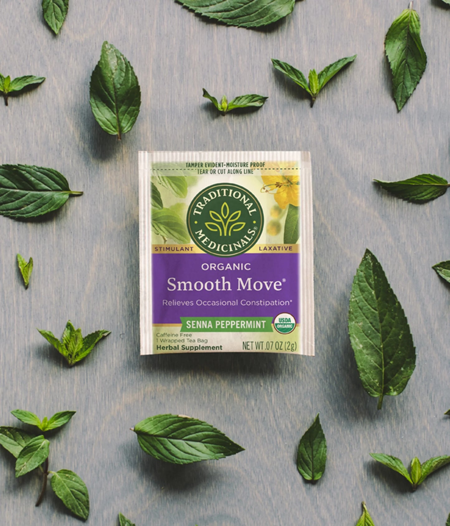 , Organic Smooth Move Tea Bags, Peppermint, 16 Count