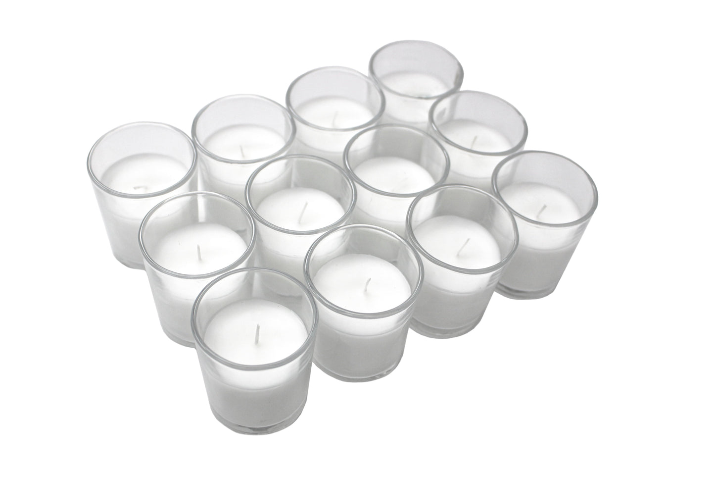 (2 Pack)  Unscented Filled Votive Glass Candles, White, 12-Pack Votive Candles