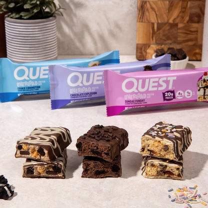 Quest Overload 20G Protein Bar, Chocolate Explosion Flavor, High Protein, Low Sugar, 4 Count