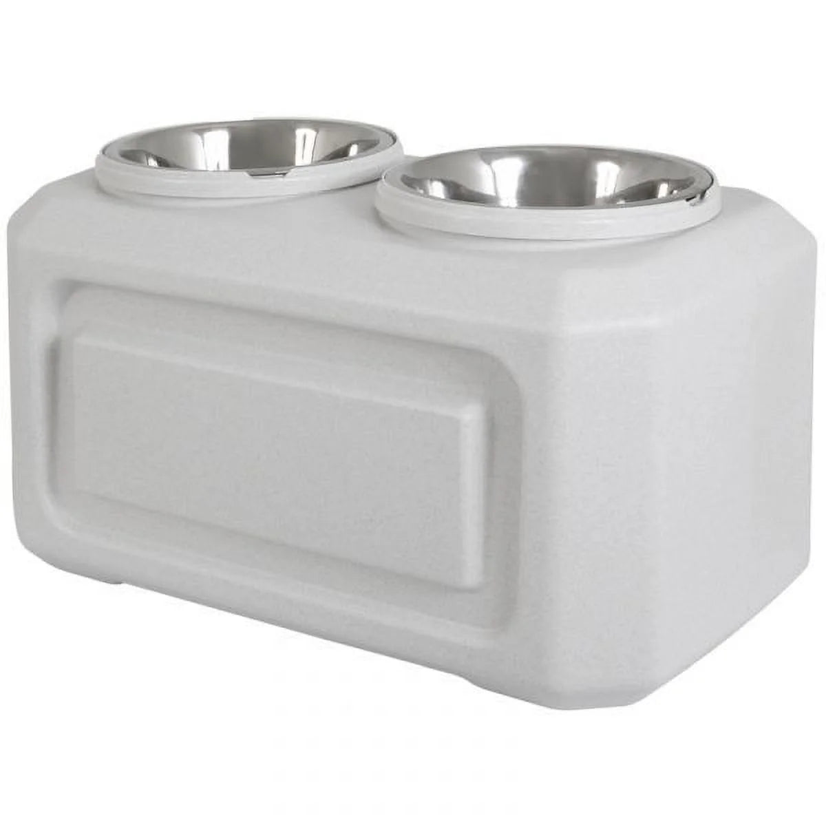 Vittles Vault 2-In-1 Elevated Stainless Steel Dog Bowls with 50 Lb Dry Food Storage, White